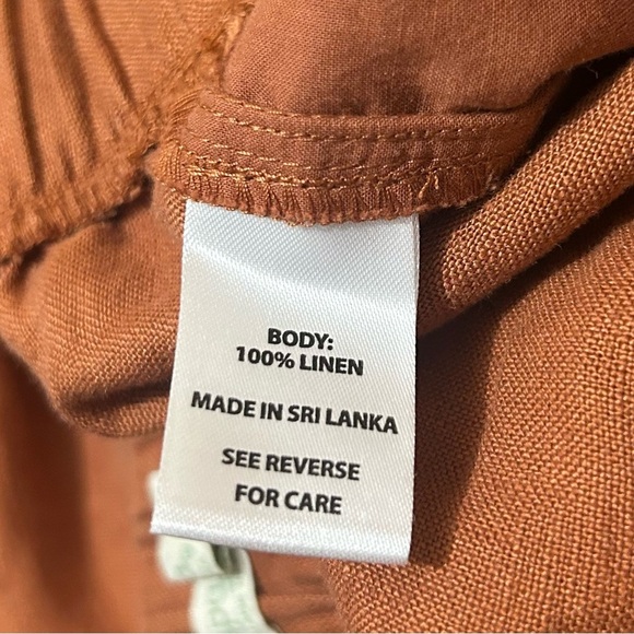 Spartina 449 Linen Pants S Brown Rylene Wide Leg Palazzo Floral Embroidered - Picture 7 of 8